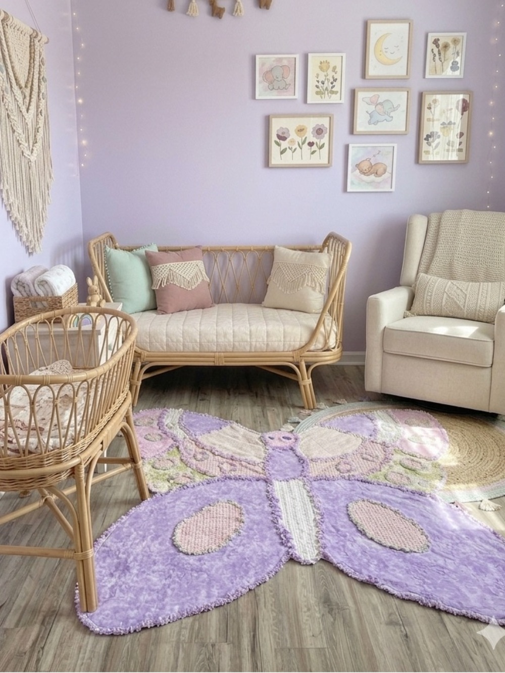 Artisan butterfly patchwork wall accent or rug baby nursery/toddler girl room